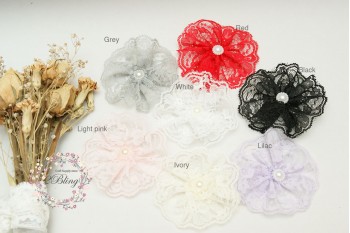 Lace Flower With Pearl (Pack of 3)